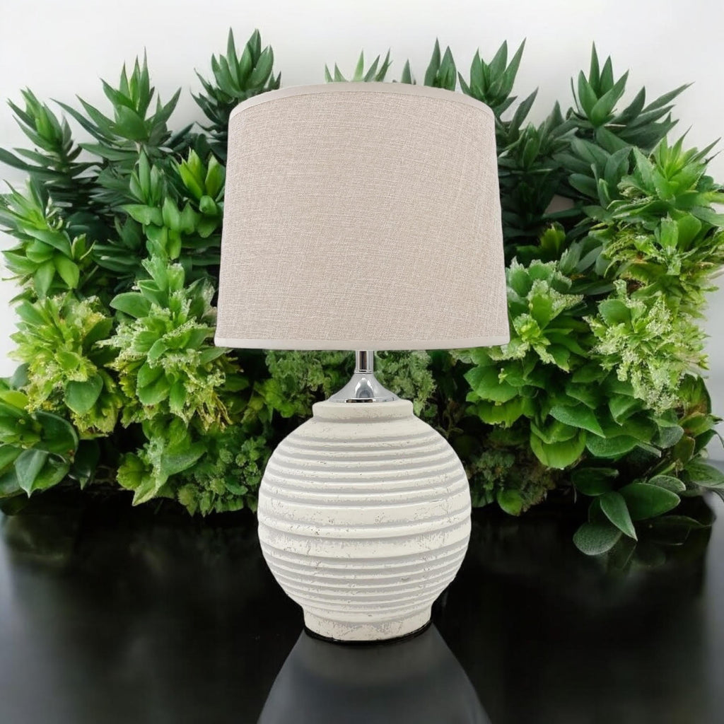 The Marlowe Table Lamp — Ribbed Ceramic with Linen Shade
