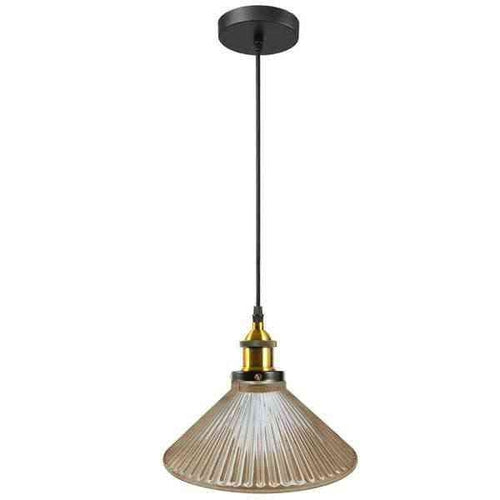 The Winterbourne Pendant — Ribbed Amber Glass Ceiling Light