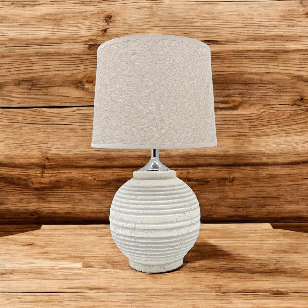 The Marlowe Table Lamp — Ribbed Ceramic with Linen Shade