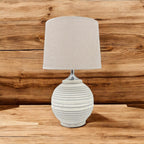 The Marlowe Table Lamp — Ribbed Ceramic with Linen Shade