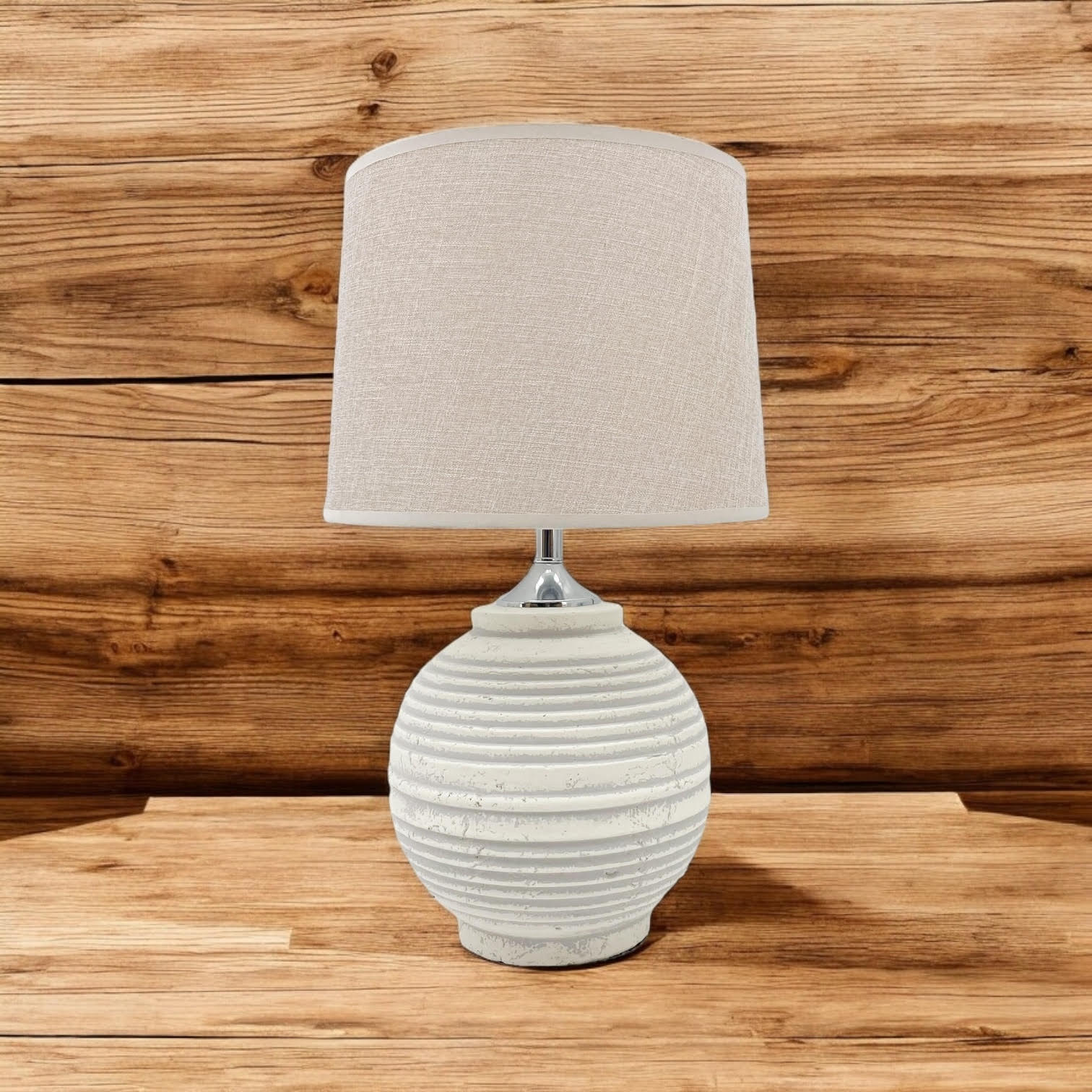 The Marlowe Table Lamp — Ribbed Ceramic with Linen Shade