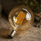 Kensington — Vintage Amber Glass G95 LED Globe Bulbs, E27 2700K, Pack of Six — product image 3