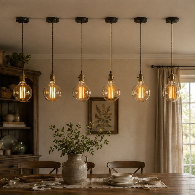 Kensington - Vintage Amber Glass G95 LED Globe Bulbs, E27 2700K, Pack of Six