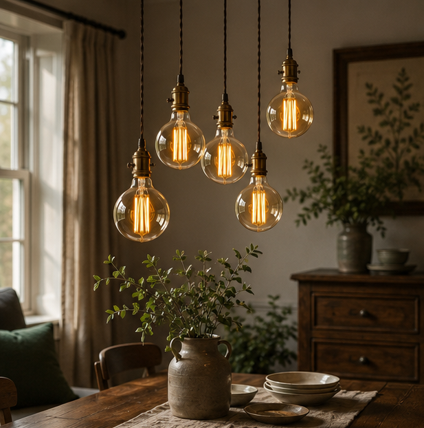Kensington - Vintage Amber Glass G95 LED Globe Bulbs, E27 2700K, Pack of Six