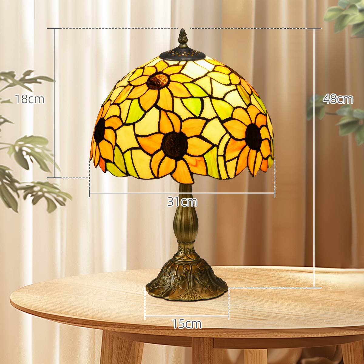 The Belmara Sunflower — Stained Glass Table Lamp