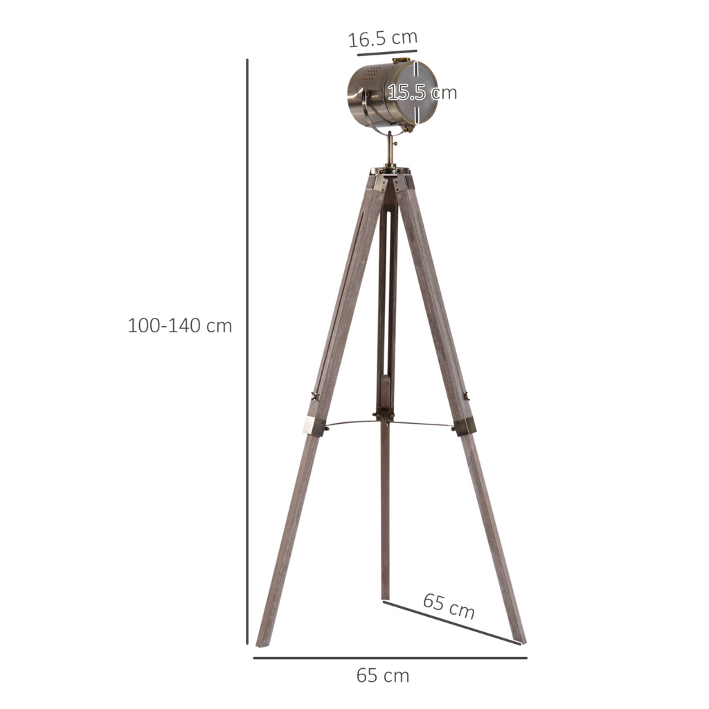 The Foster Floor Lamp — Wood Tripod Searchlight Standing Lamp