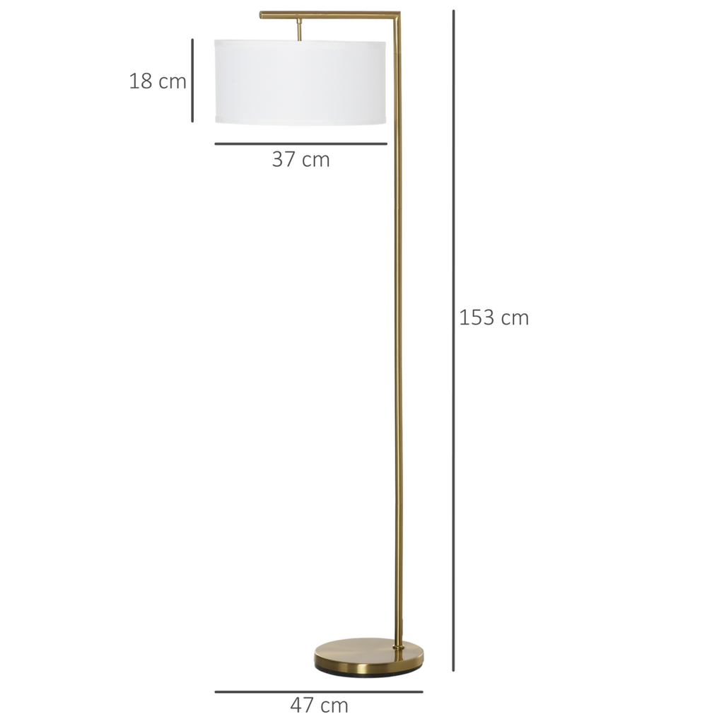 The Delaney Floor Lamp — Gold Pole Linen Drum Standing Lamp