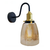 Whitechapel Amber Glass Gooseneck Wall Sconce mounted in a modern hallway, providing ambient lighting with its elegant design