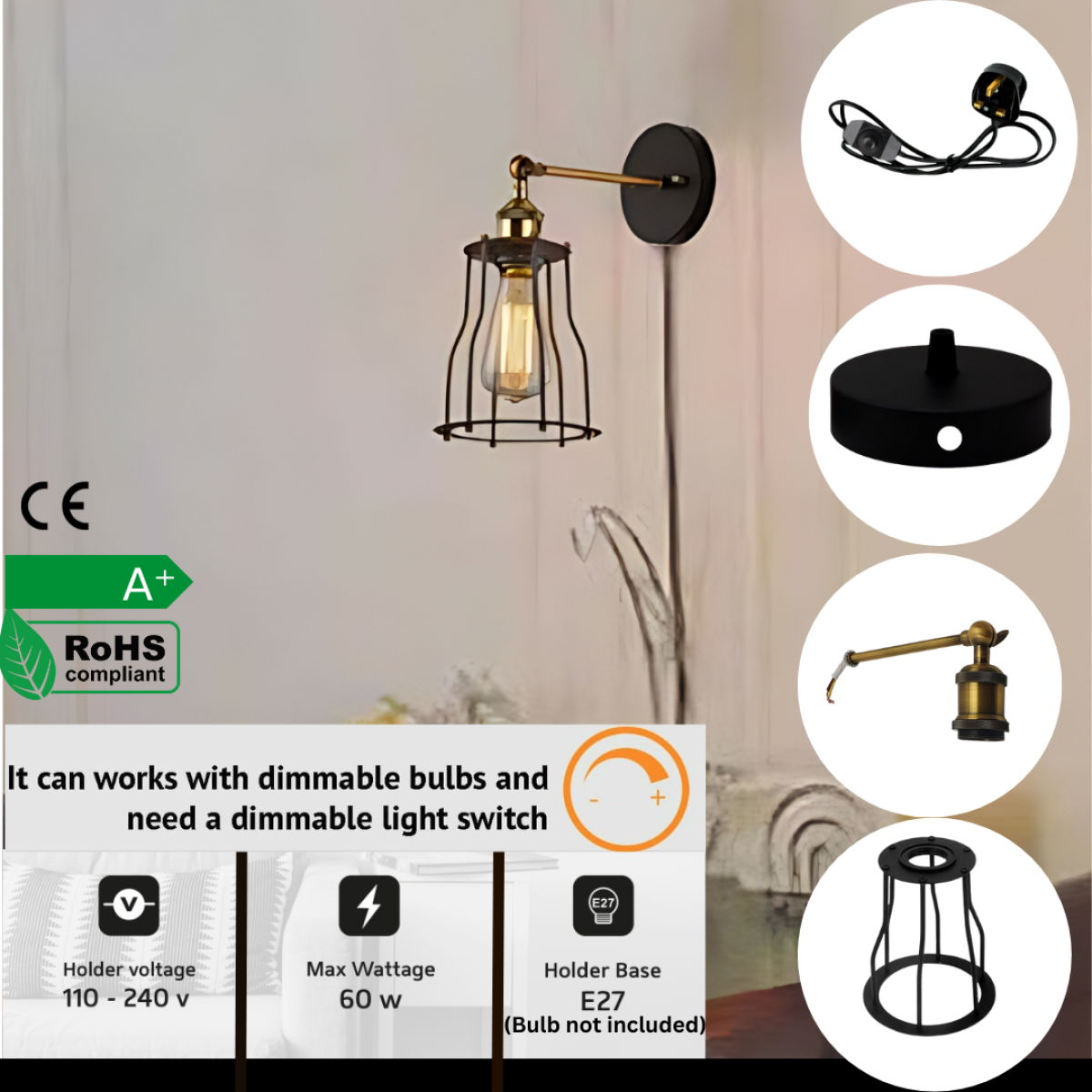 The Brindlemoor Wall Light — Adjustable Plug-In Sconce