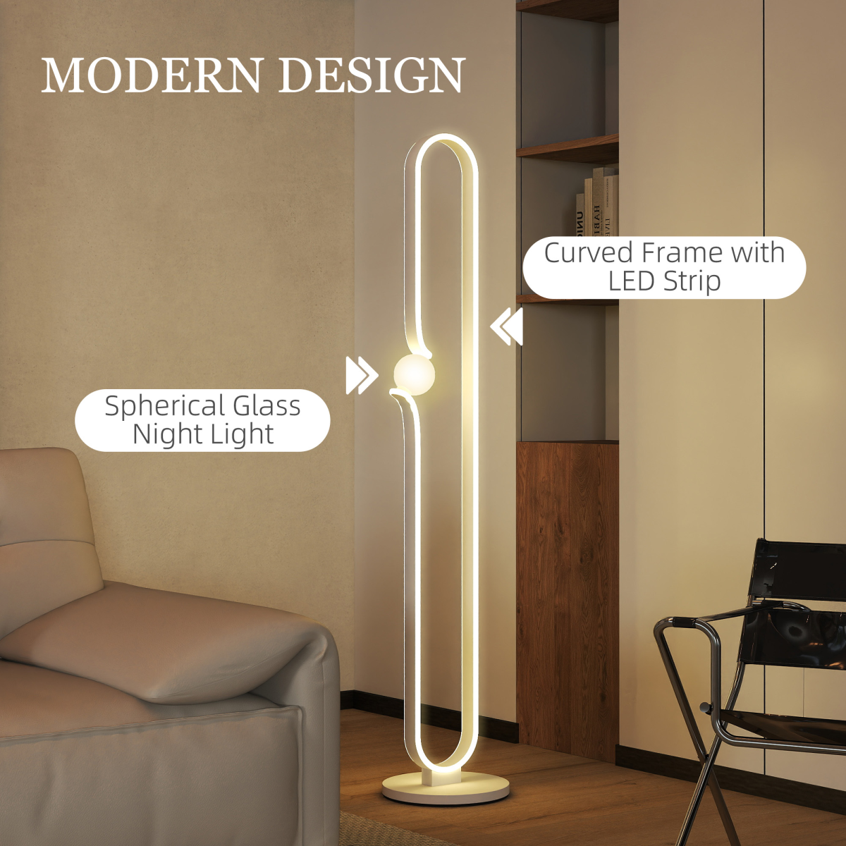 The Lyric Floor Lamp — LED Note & Glass Orb Standing Lamp