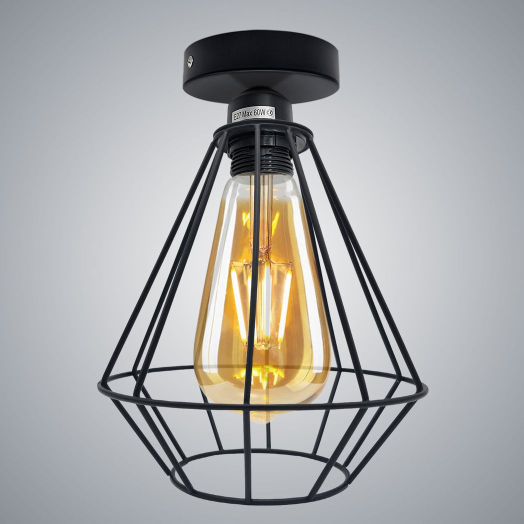 Shoreditch - Black Wire Cage Industrial Ceiling Pendant