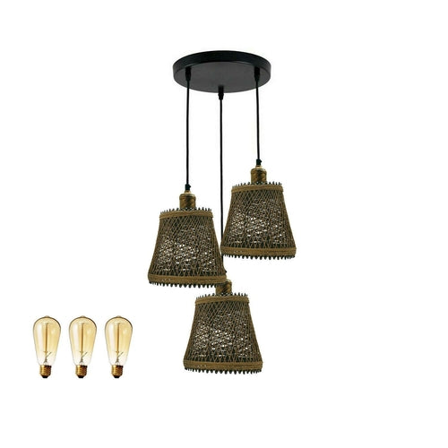 The Reedfall Pendant — 3-Arm Rattan