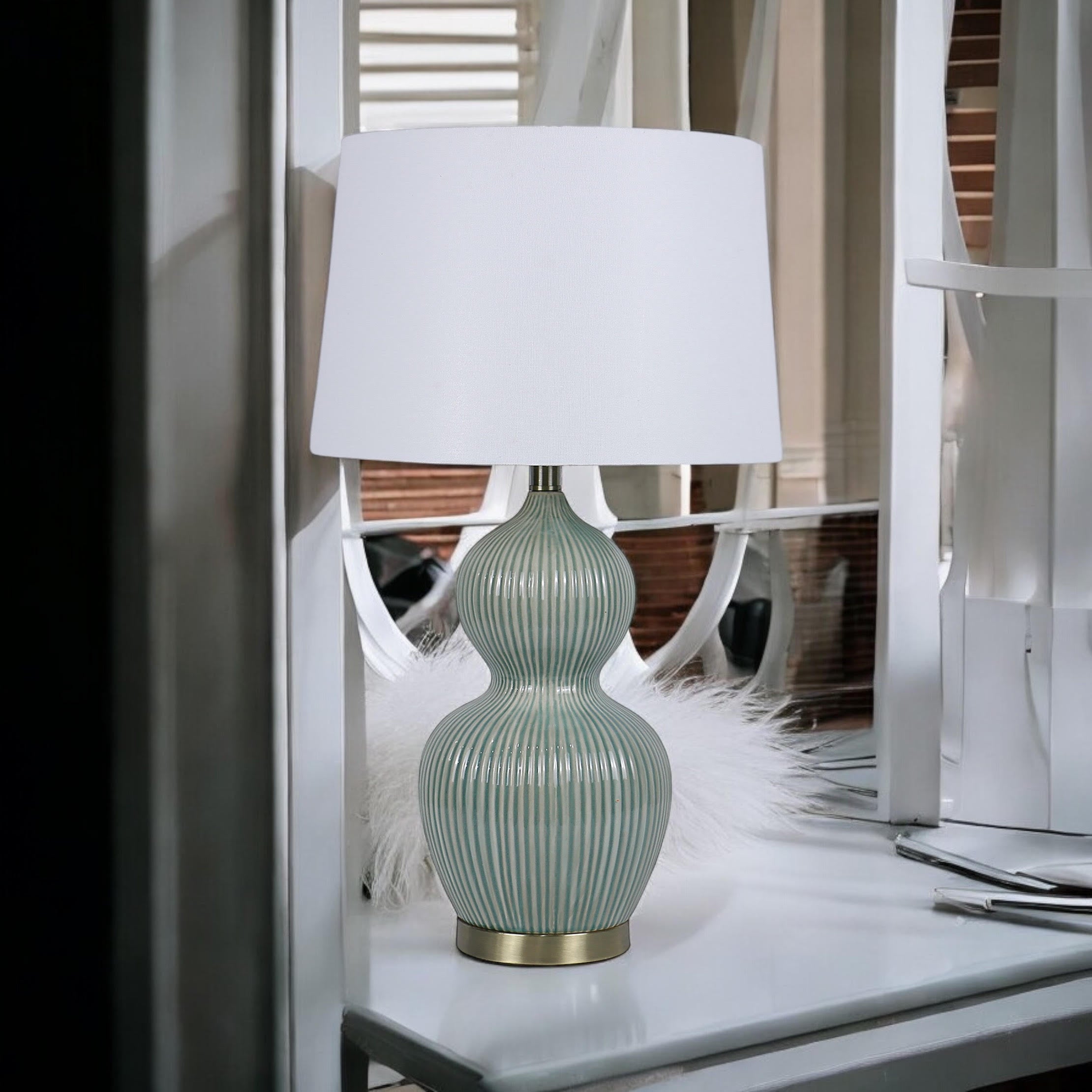 The Silverbeck Table Lamp — Double Gourd Ceramic