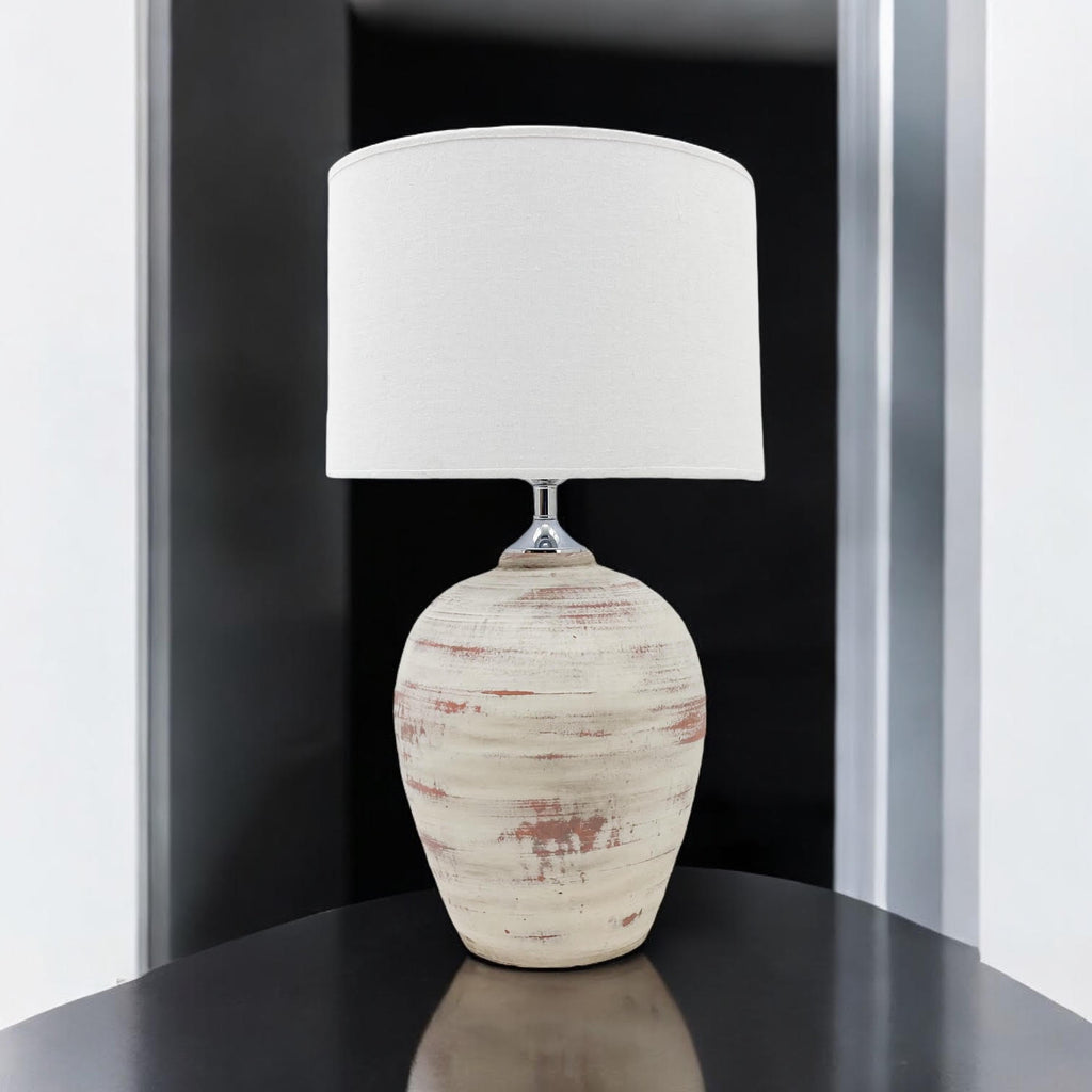 The Amara Lamp — Rustic Ceramic, Cream