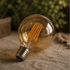 Soho — Amber Glass G95 LED Globe Bulbs, E27 Dimmable 2700K, 4W, Set of Six — product image 2