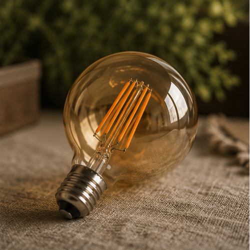Soho — Amber Glass G95 LED Globe Bulbs, E27 Dimmable 2700K, 4W, Set of Six — product image 2