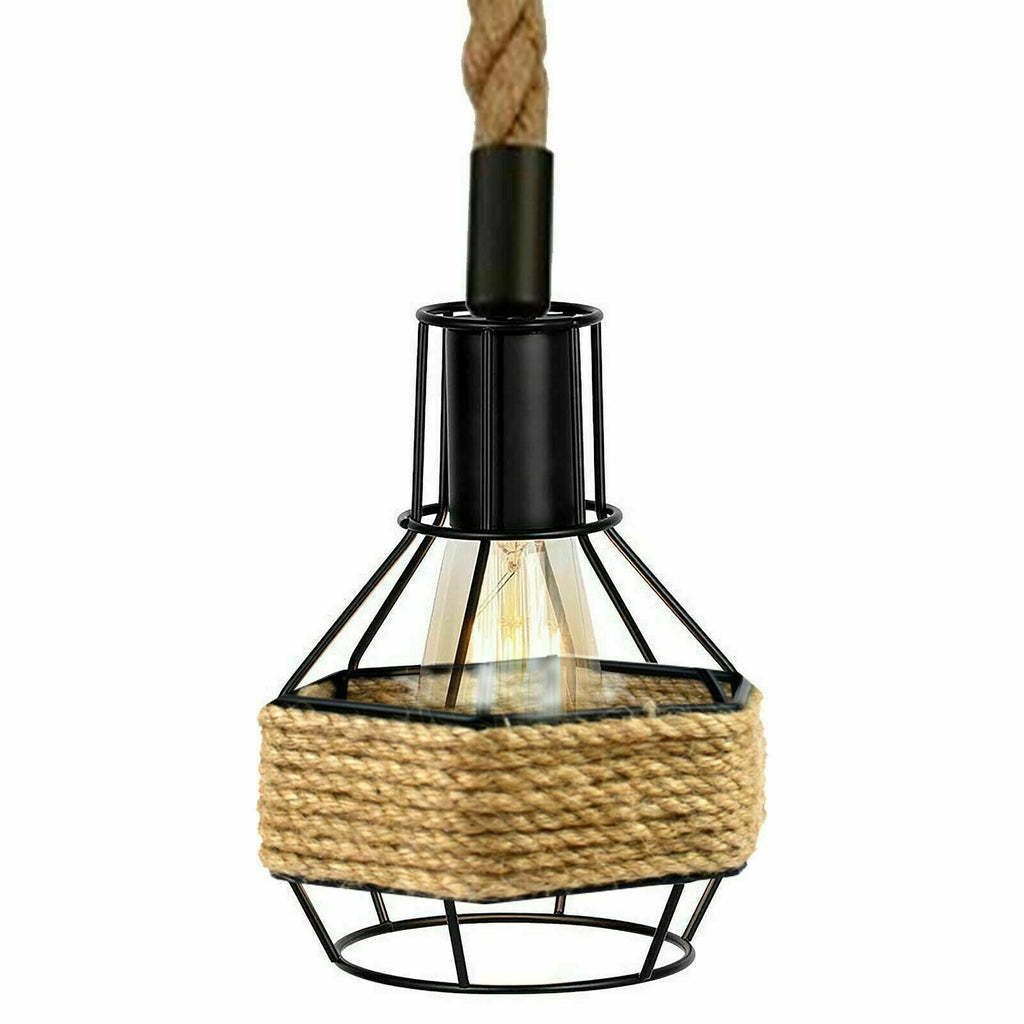 The Mariner Pendant — Hemp Rope, Black Cage