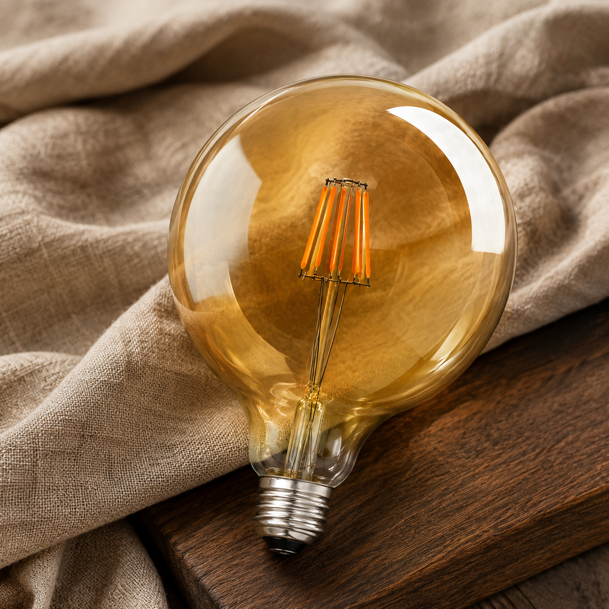 Soho - Amber Glass Globe LED Bulb, G125 E27 Dimmable 8W