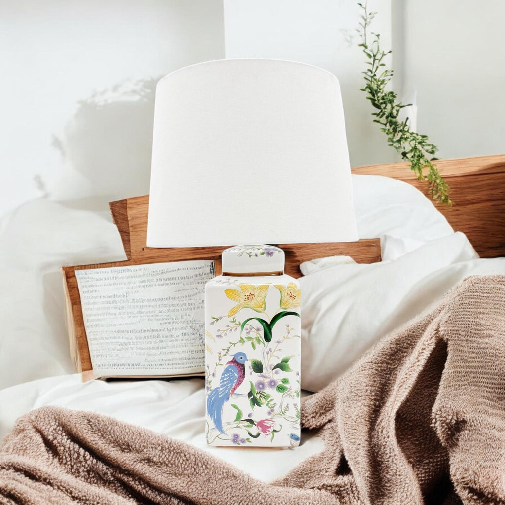 The Aviary Lamp — Floral & Bird Ceramic
