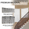 Side view of the Vela crystal bar chandelier, emphasising its geometric shape and layered crystal arrangement