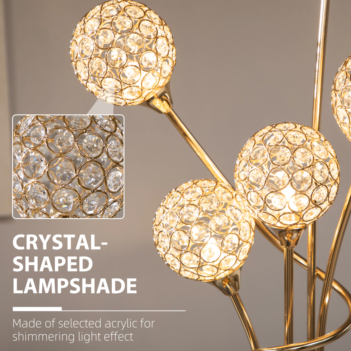 The Aveline Floor Lamp — 5-Light Crystal Bloom Standing Lamp