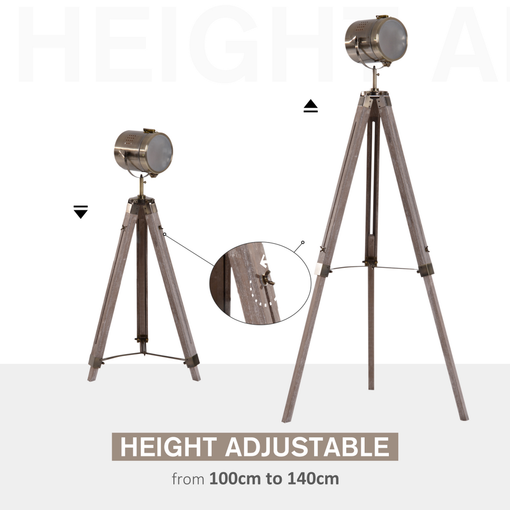 The Foster Floor Lamp — Wood Tripod Searchlight Standing Lamp