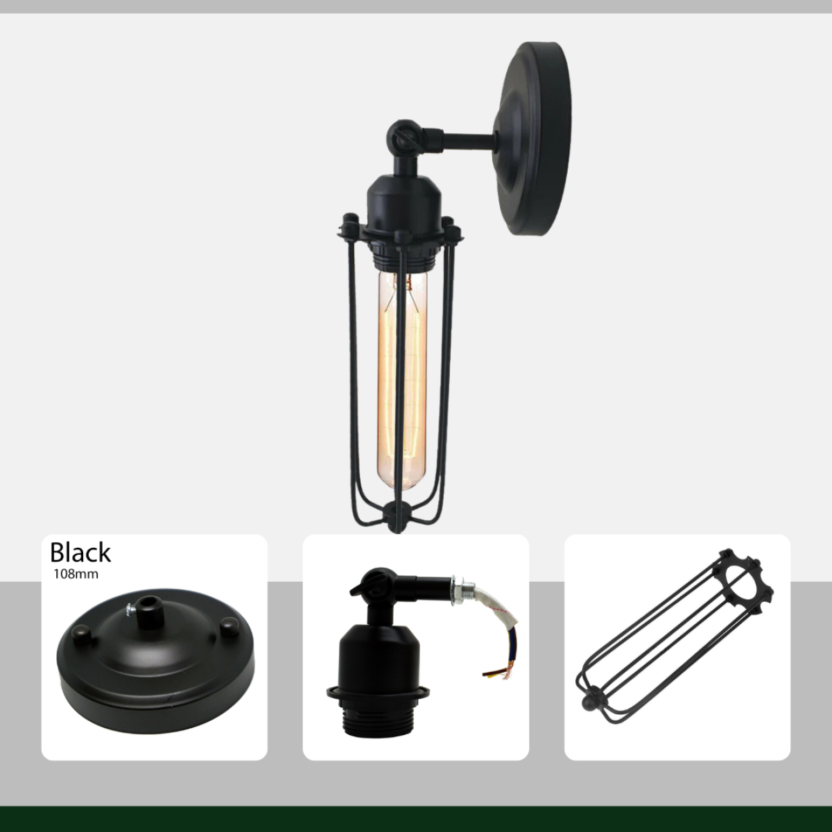 The Blackspire Wall Light — Long Cage