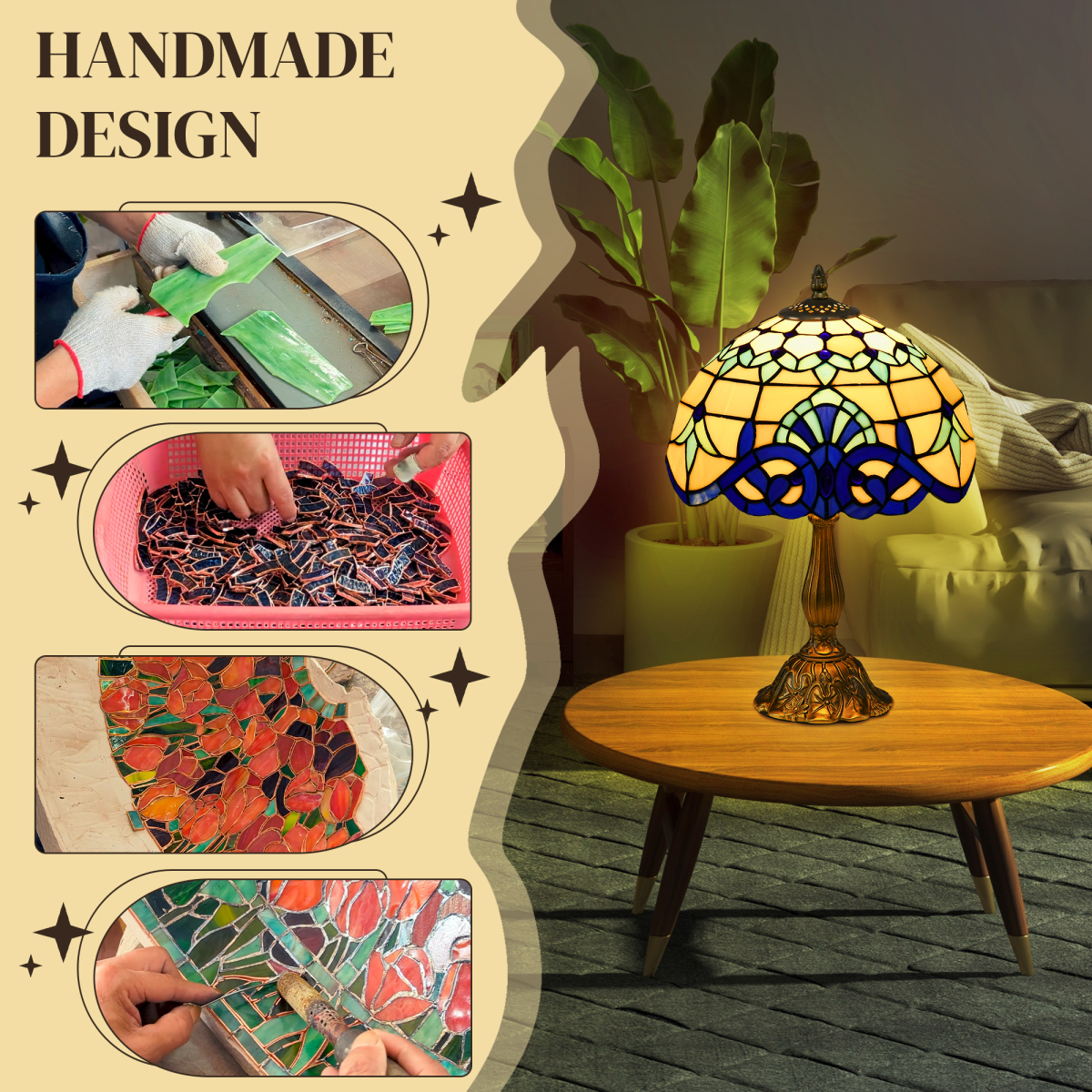 The Rosemarket Table Lamp — Stained Glass