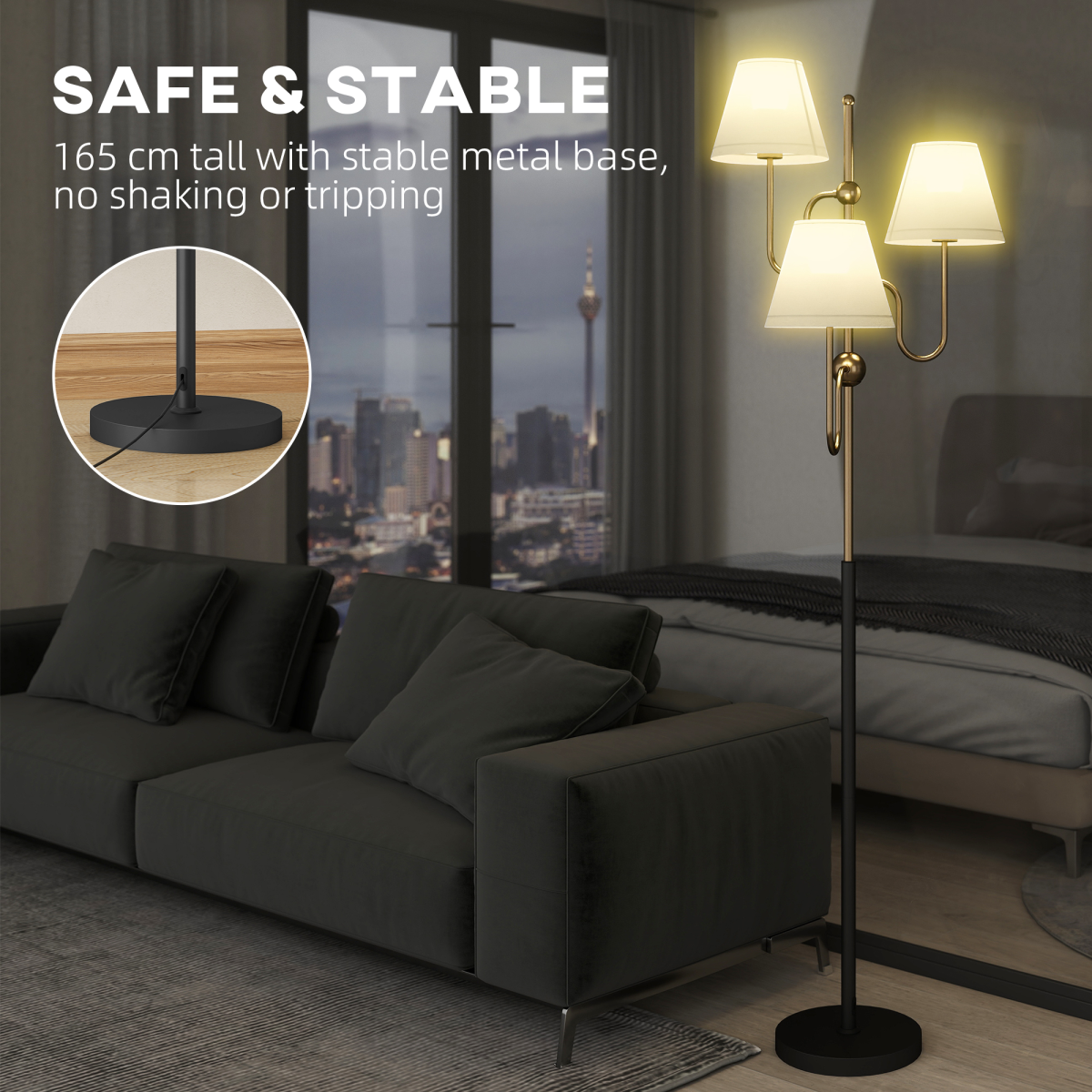 The Elysian Floor Lamp — 3-Light Golden Branch Standing Light