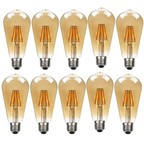 Burlington - ST64 Amber Glass Dimmable LED Bulbs, E27 2700K, 8W (Pack of 10)