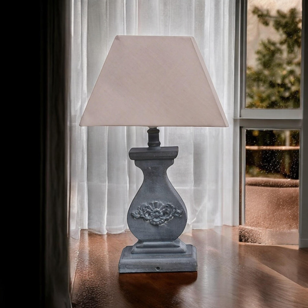 The Cotswold Lamp — Wood-Effect, Taupe Linen Shade