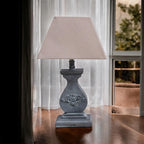 The Cotswold Lamp — Wood-Effect, Taupe Linen Shade