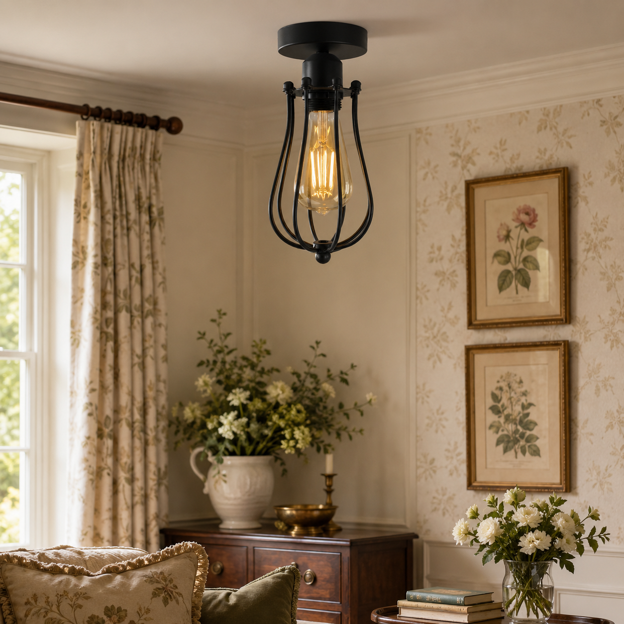 Spitalfields — Black Balloon Cage E27 Ceiling Pendant