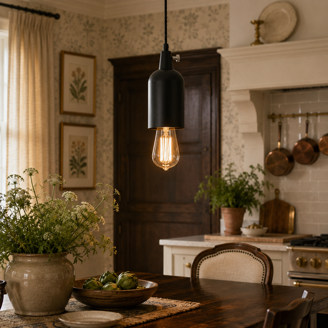 Greenwich - Vintage Black Metal E27 Pendant Lamp Holder