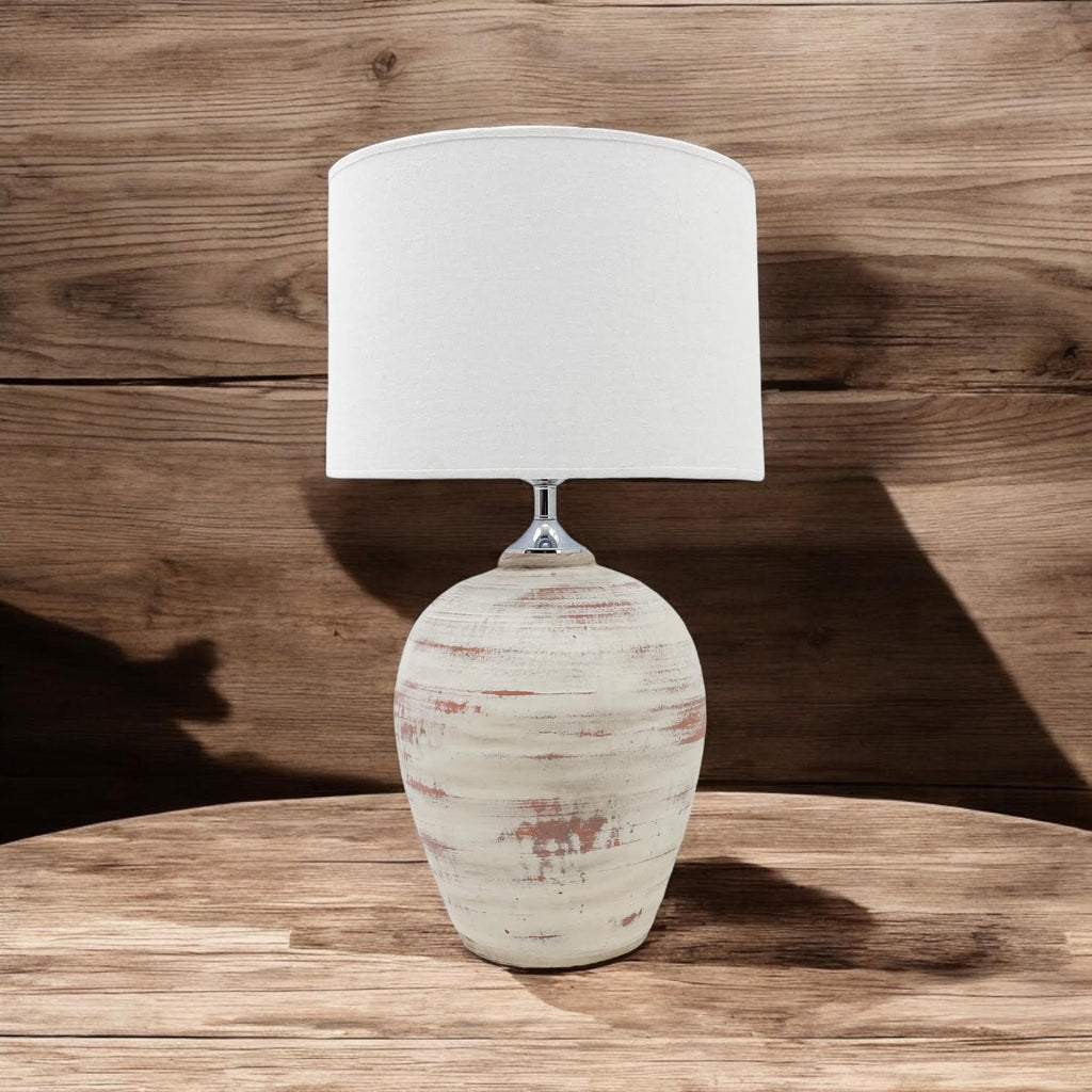 The Amara Lamp — Rustic Ceramic, Cream
