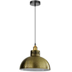 The Alderton Pendant — Antique Brass Hammered Dome Light