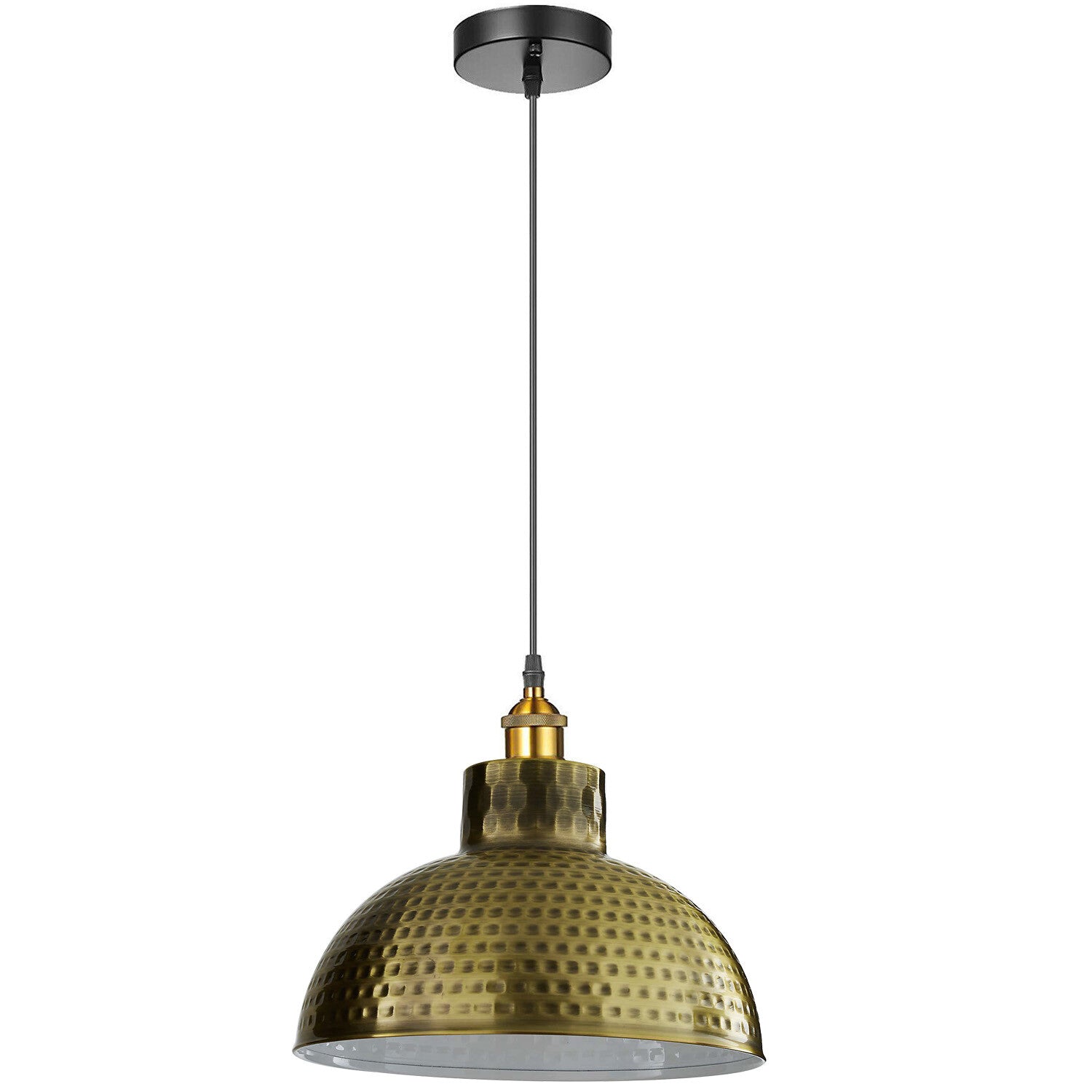 The Alderton Pendant — Antique Brass Hammered Dome Light