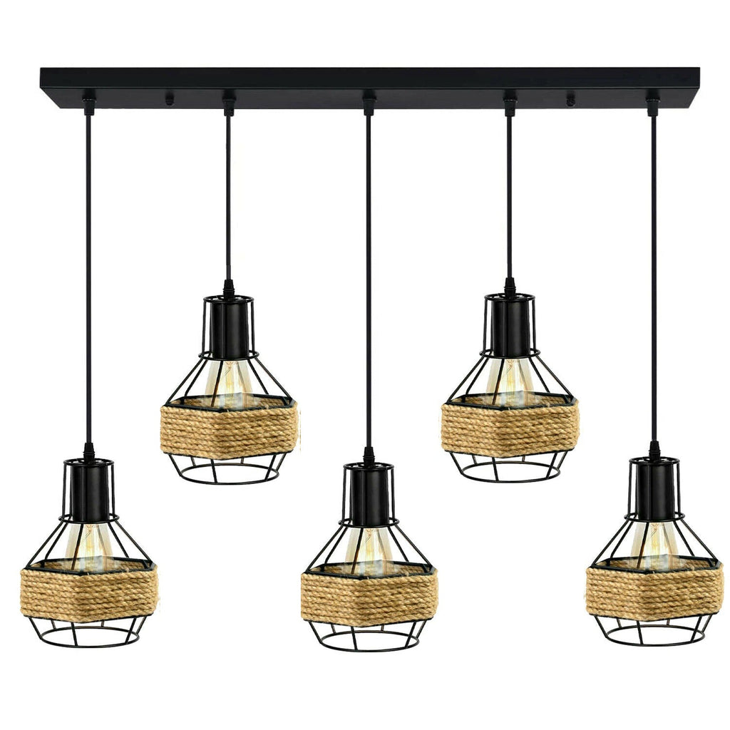 The Cordovan Pendant — 5-Head Hemp Chandelier