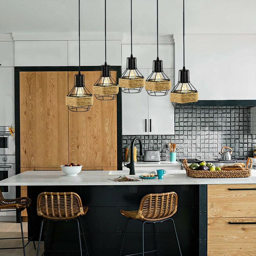 The Cordovan Pendant — 5-Head Hemp Chandelier