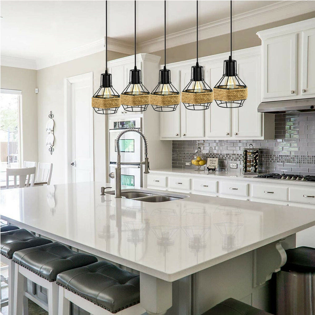 The Cordovan Pendant — 5-Head Hemp Chandelier