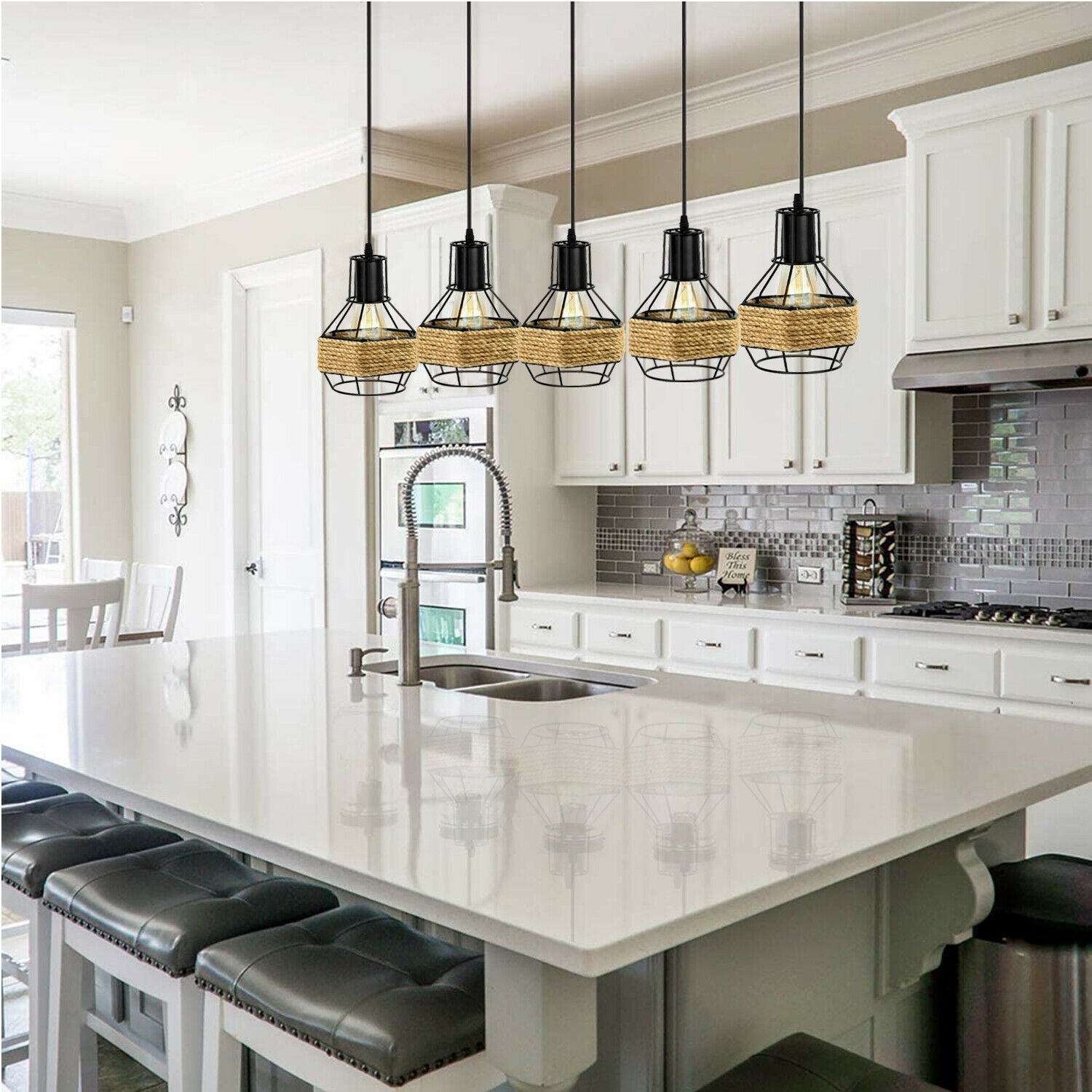 The Cordovan Pendant — 5-Head Hemp Chandelier