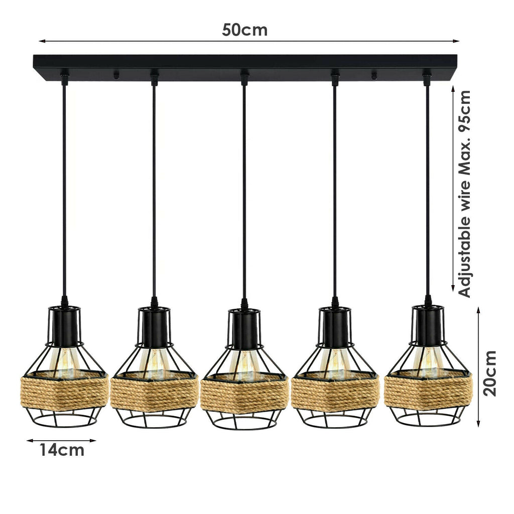 The Cordovan Pendant — 5-Head Hemp Chandelier