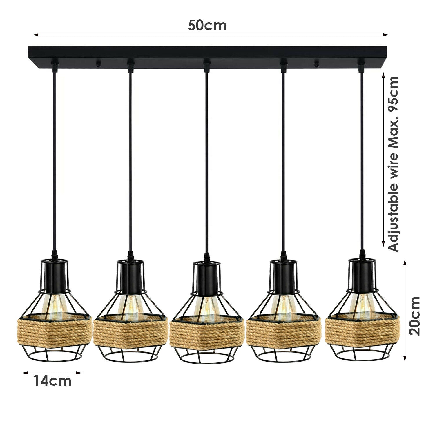 The Cordovan Pendant — 5-Head Hemp Chandelier