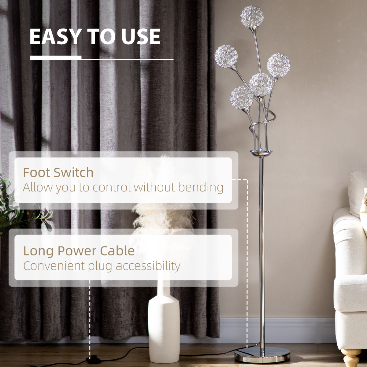 The Aveline Floor Lamp — 5-Light Crystal Bloom Standing Lamp