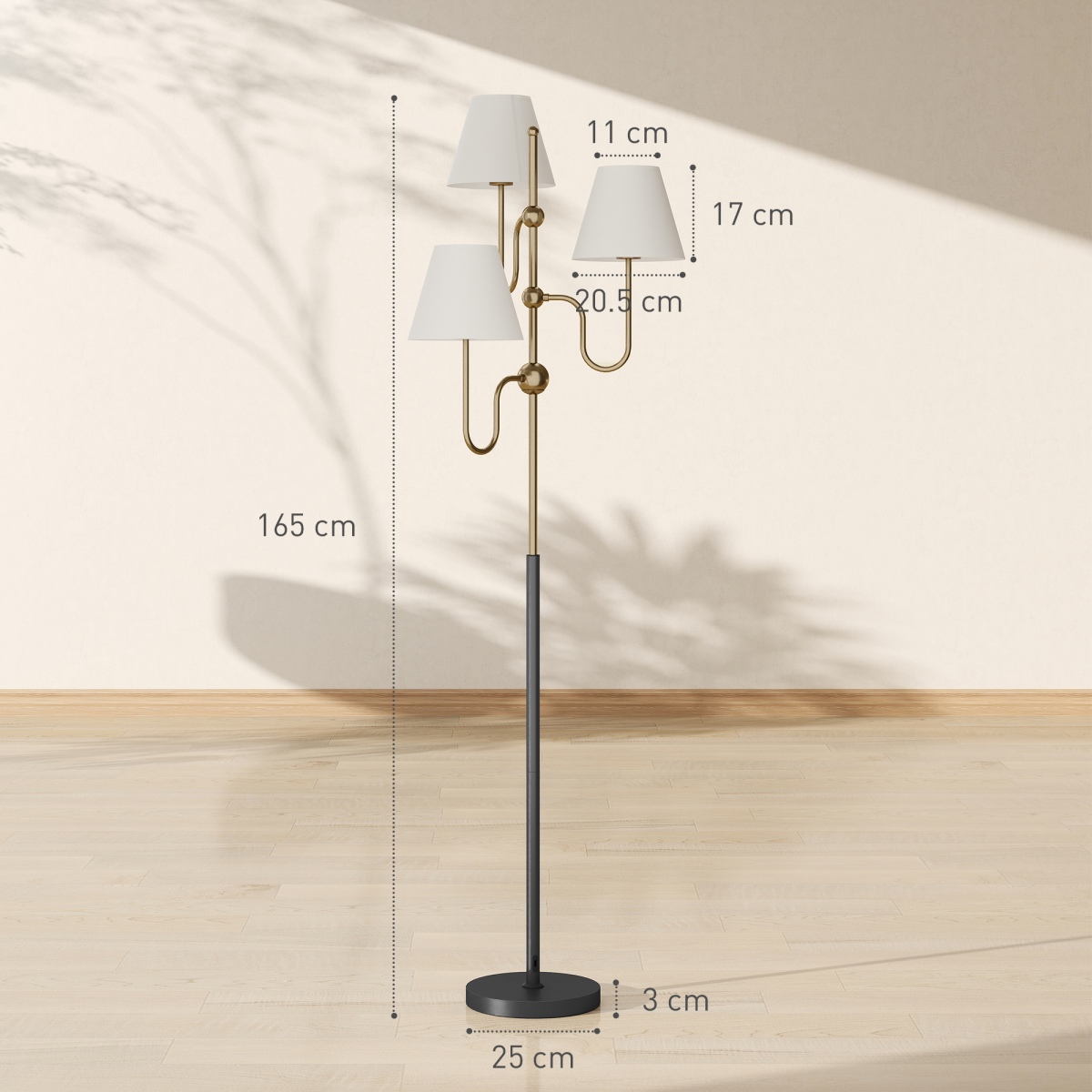 The Elysian Floor Lamp — 3-Light Golden Branch Standing Light