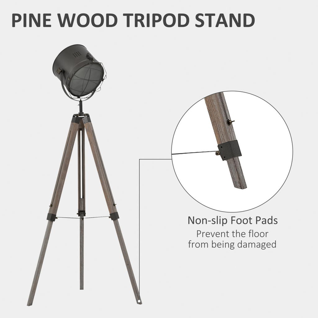 The Callahan Floor Lamp — Pine Tripod Spotlight Standing Lamp