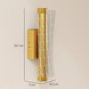Close-up of the geometric mesh pattern on the Hatton wall sconce, showcasing fine detailing and brushed gold finish
