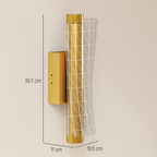 Close-up of the geometric mesh pattern on the Hatton wall sconce, showcasing fine detailing and brushed gold finish