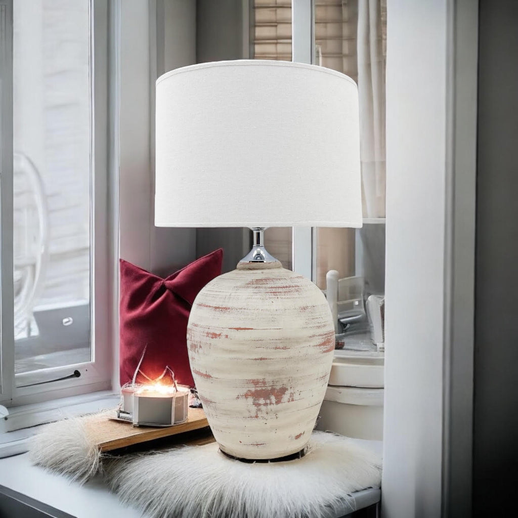 The Amara Lamp — Rustic Ceramic, Cream