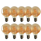 Clerkenwell - Vintage G95 Amber Glass LED Bulbs, E27 Dimmable 2700K, 4W, Pack of 10